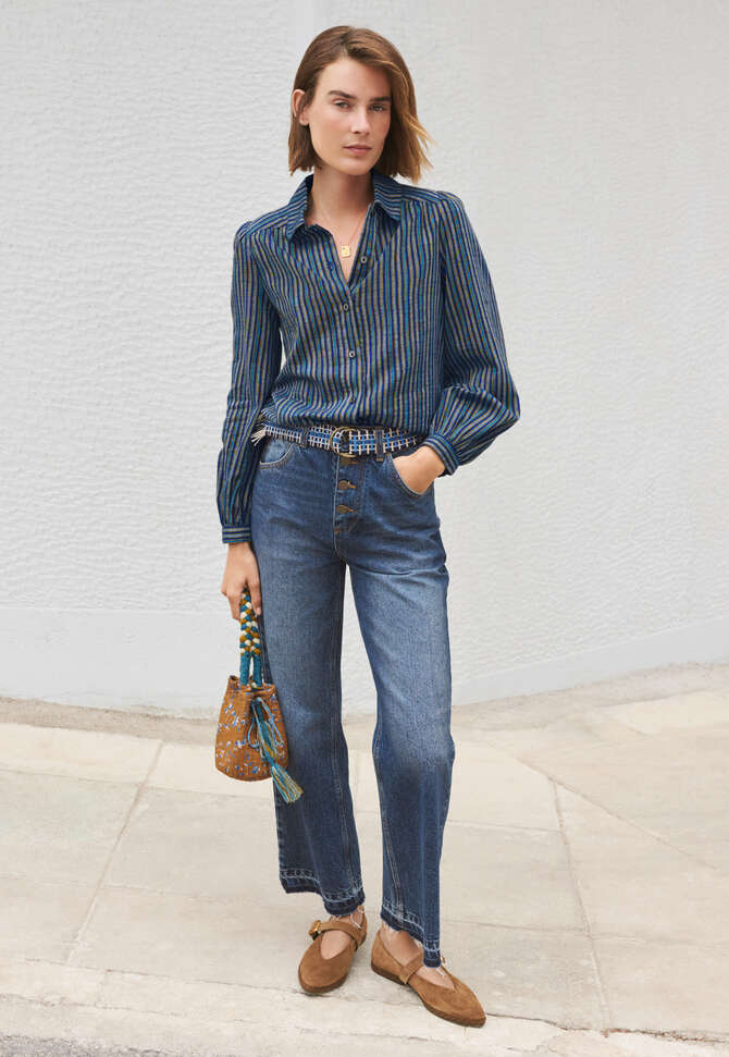 Striped blouse, Deep ultramarine, completeTheLook