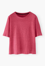 Kastiges T-Shirt, Kirschrot, webstill