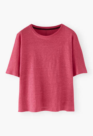 Kastiges T-Shirt, Kirschrot, webstill