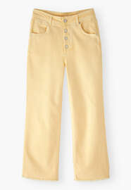 Jeans mit geradem Bein und ausgelassenem Saum, Warmes Zitronengelb, webstill