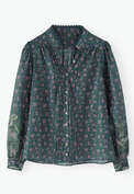 Printed pleat-detail blouse, Petrol lavender, webstill