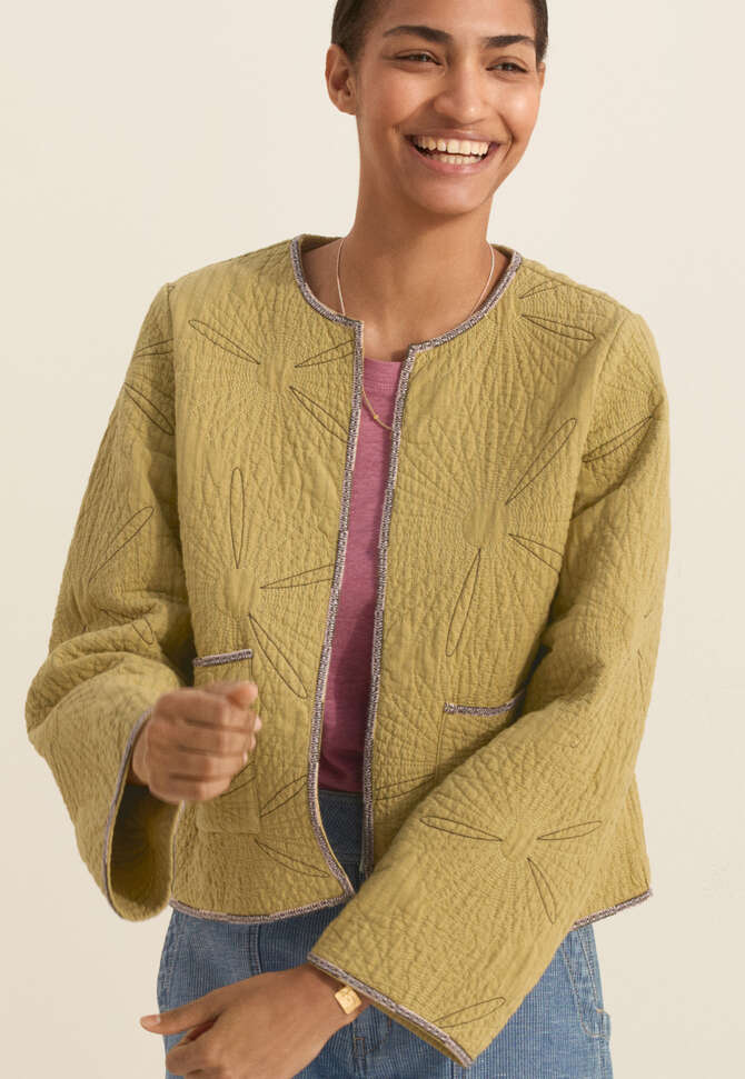Steppjacke mit G&auml;nsebl&uuml;mchen, Oliv, completeTheLook