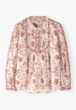 Bestickte Bluse mit Print, Rouge, webstill