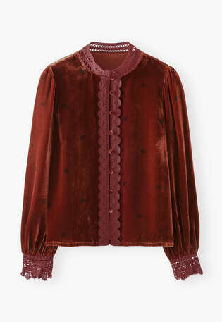 Velvet blouse, Flame red, webstill