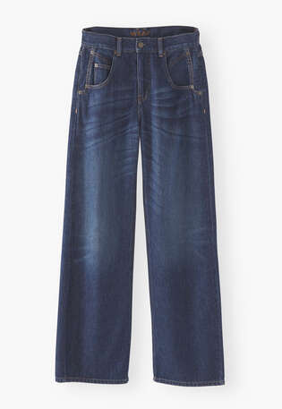 Jeans mit geradem Bein, Dunkle Waschung, webstill