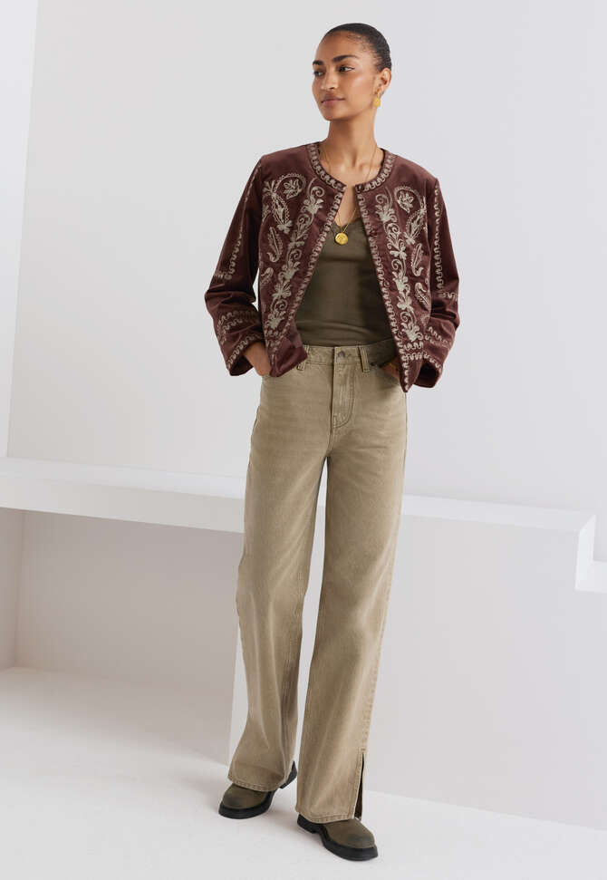 Bestickte Samtjacke, Portwein, completeTheLook