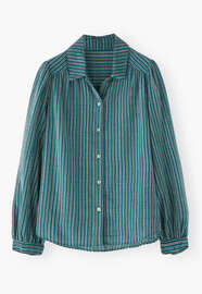 Gestreifte Bluse, Aquamarin, webstill