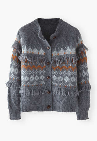 Cable-stitch cardigan, Blue slate copper, webstill