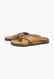 Slipper mit &uuml;berkreuzter Front, Senfgelb, webstill