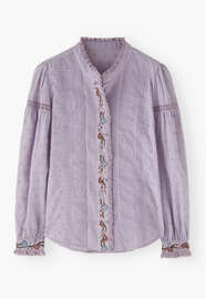 Bestickte Broderie-Bluse, Lavendel, webstill