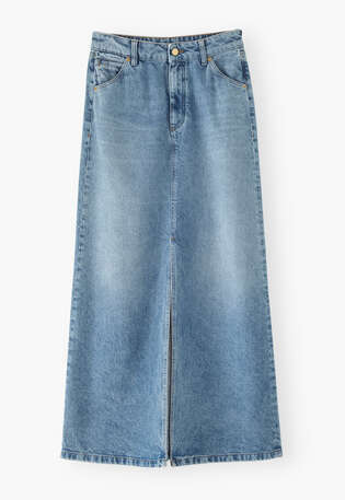Maxirock aus Denim, Helle Waschung, webstill