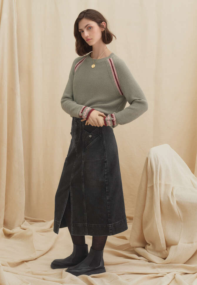 Pullover mit H&auml;keldetails, Salbei/Ros&eacute;, completeTheLook
