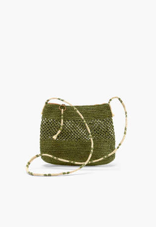 Geh&auml;kelte Crossbody-Tasche, Limette, webstill
