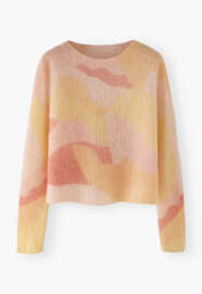 Bedruckter Pullover, Pastell-Sonnenuntergang, webstill