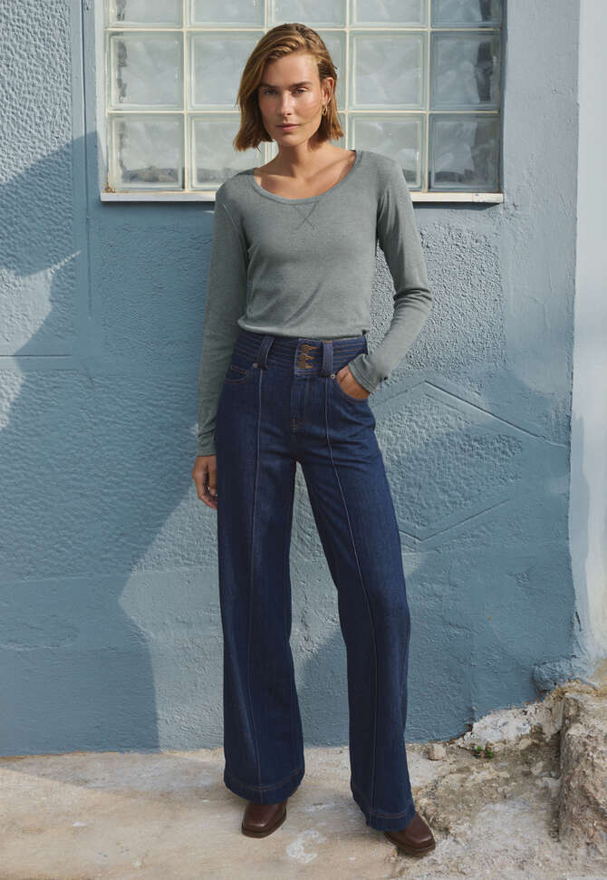 Top mit U-Ausschnitt, Aquagrau, completeTheLook