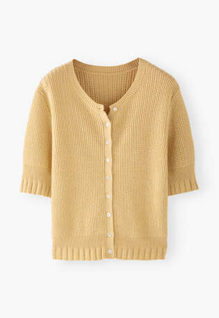 Fangmuster-Pullover, Warmes Gelb, webstill
