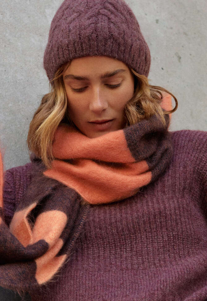Zopfmuster-M&uuml;tze, Aubergine, completeTheLook