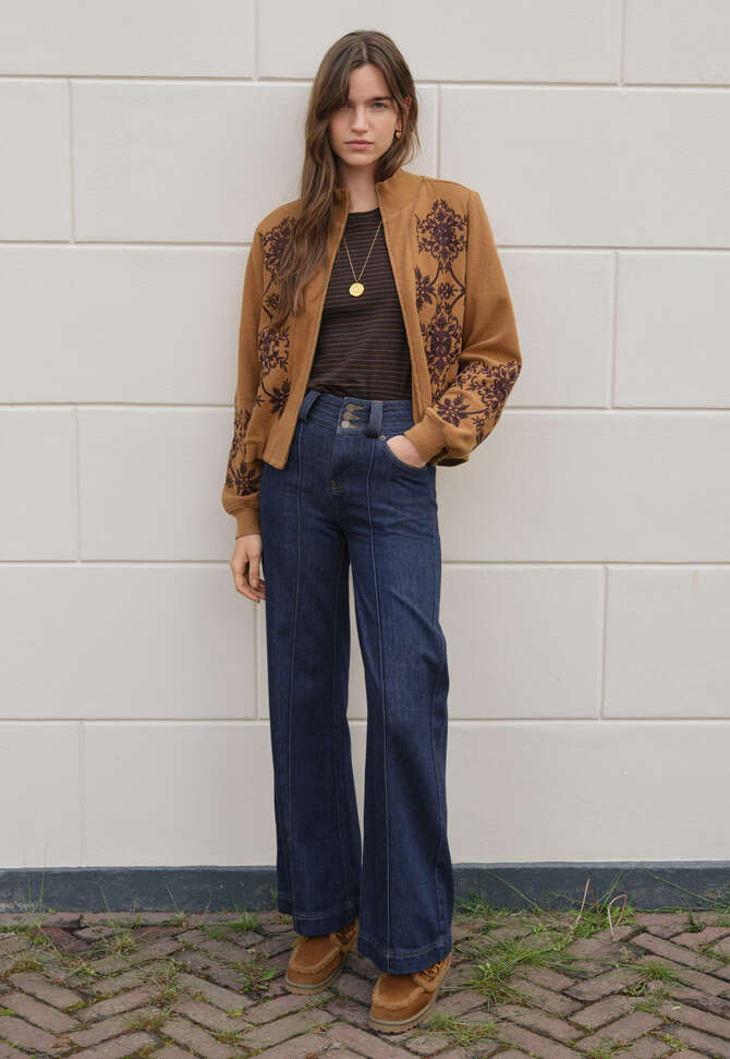 Bestickte Jersey-Jacke, Ingwer, completeTheLook