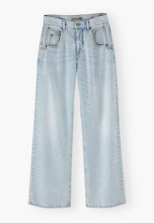 Jeans mit geradem Bein, Blasse Waschung, webstill