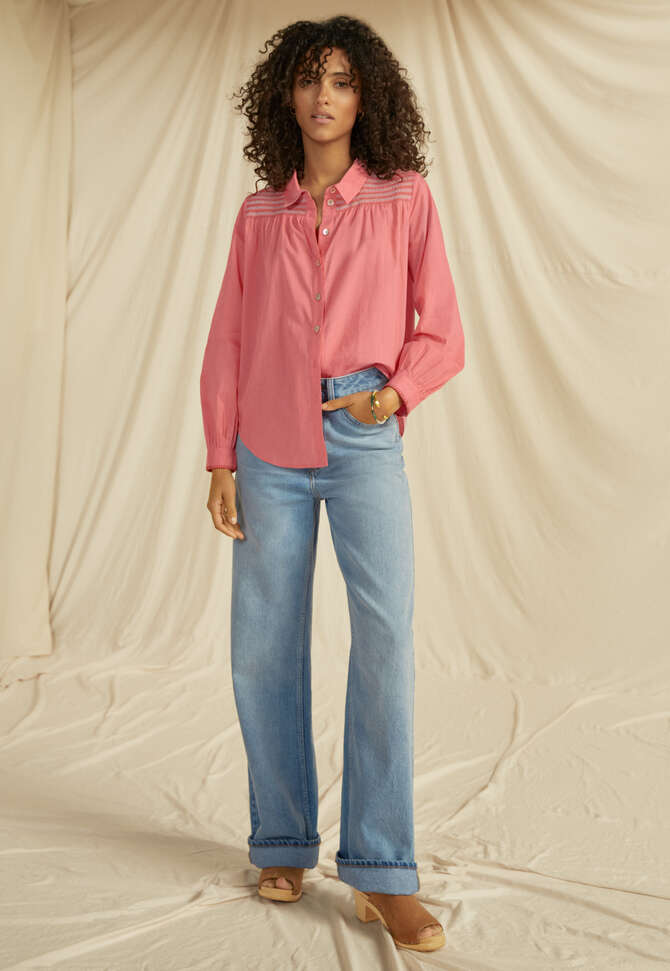 Bluse mit Kr&auml;useldetail, Rouge, completeTheLook