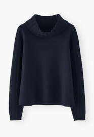 Pullover mit Strickmusterdetails, Mitternacht, webstill