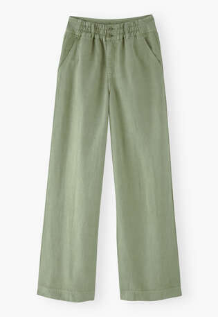 Hose mit weitem Bein, Pistazie, webstill