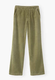 Hose mit geradem Bein aus Cord, Rauchiges Oliv, webstill