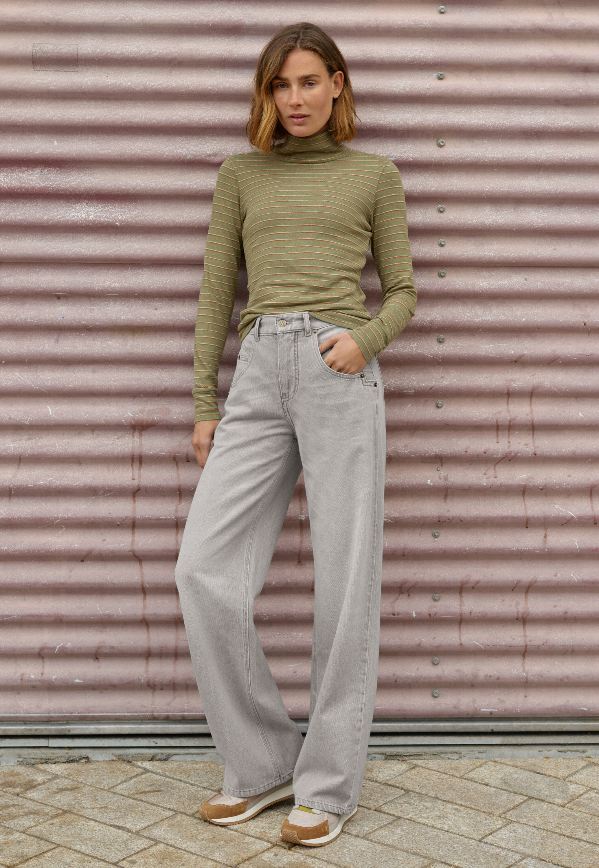 Reverse striped sweater
