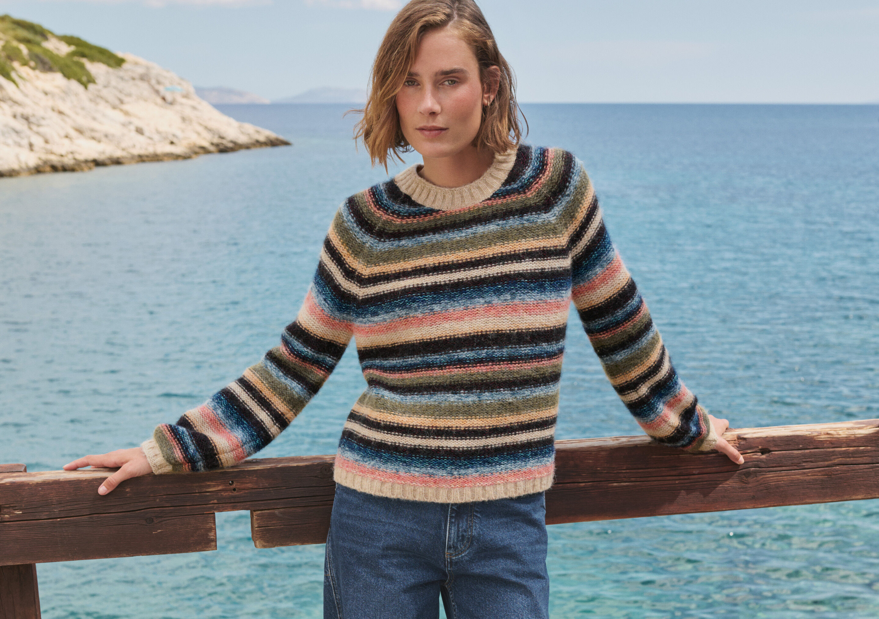Reverse striped sweater
