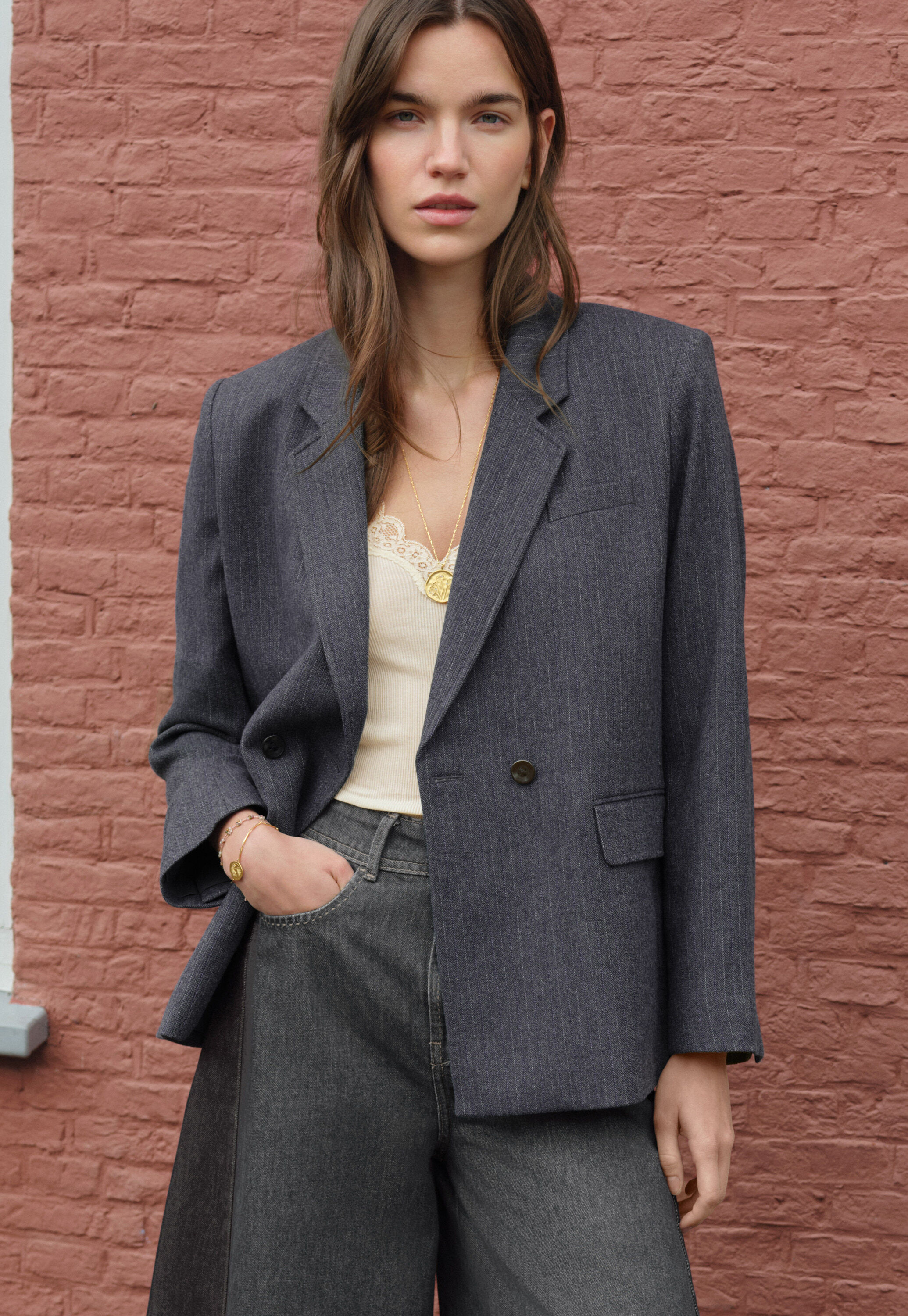Blazer, Dark grey, large