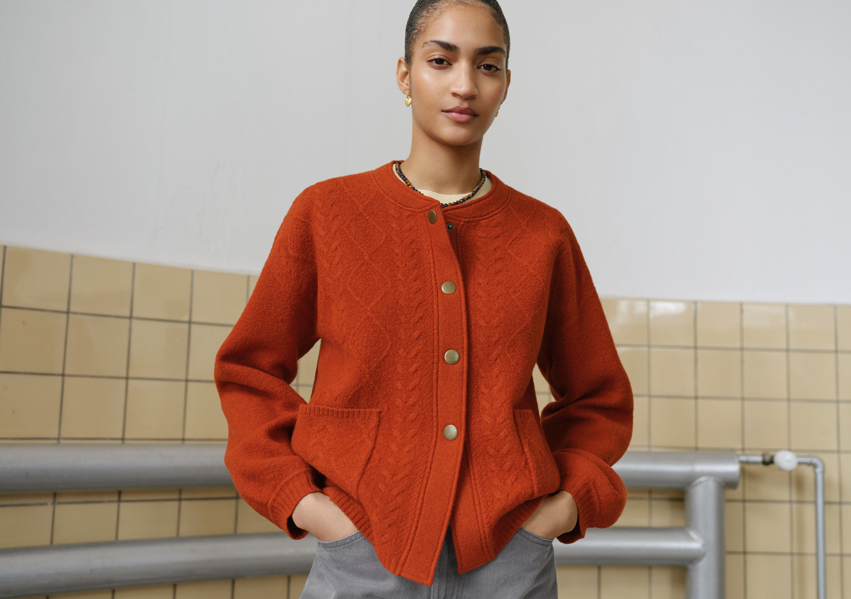 Reverse striped sweater