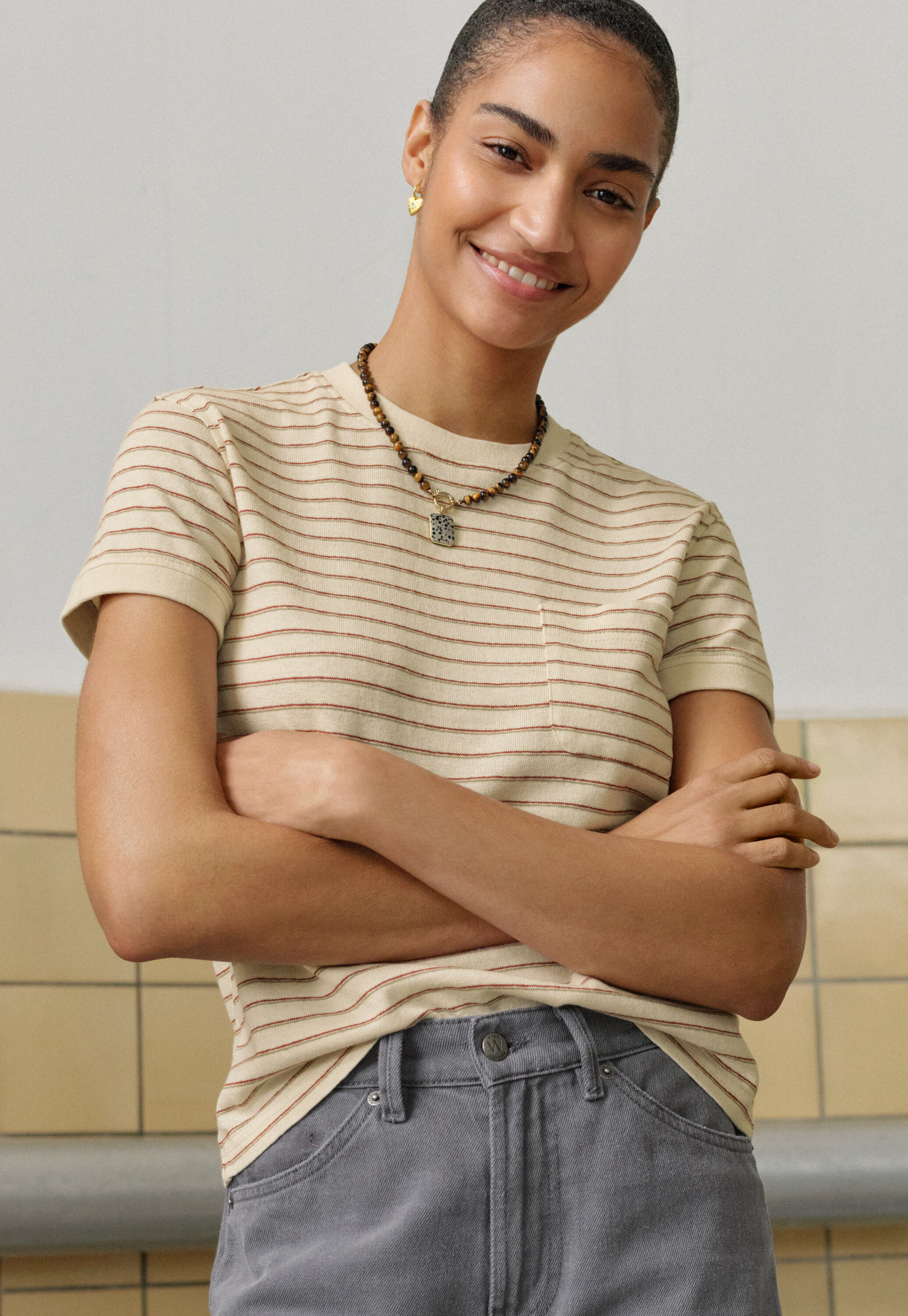 Reverse striped sweater