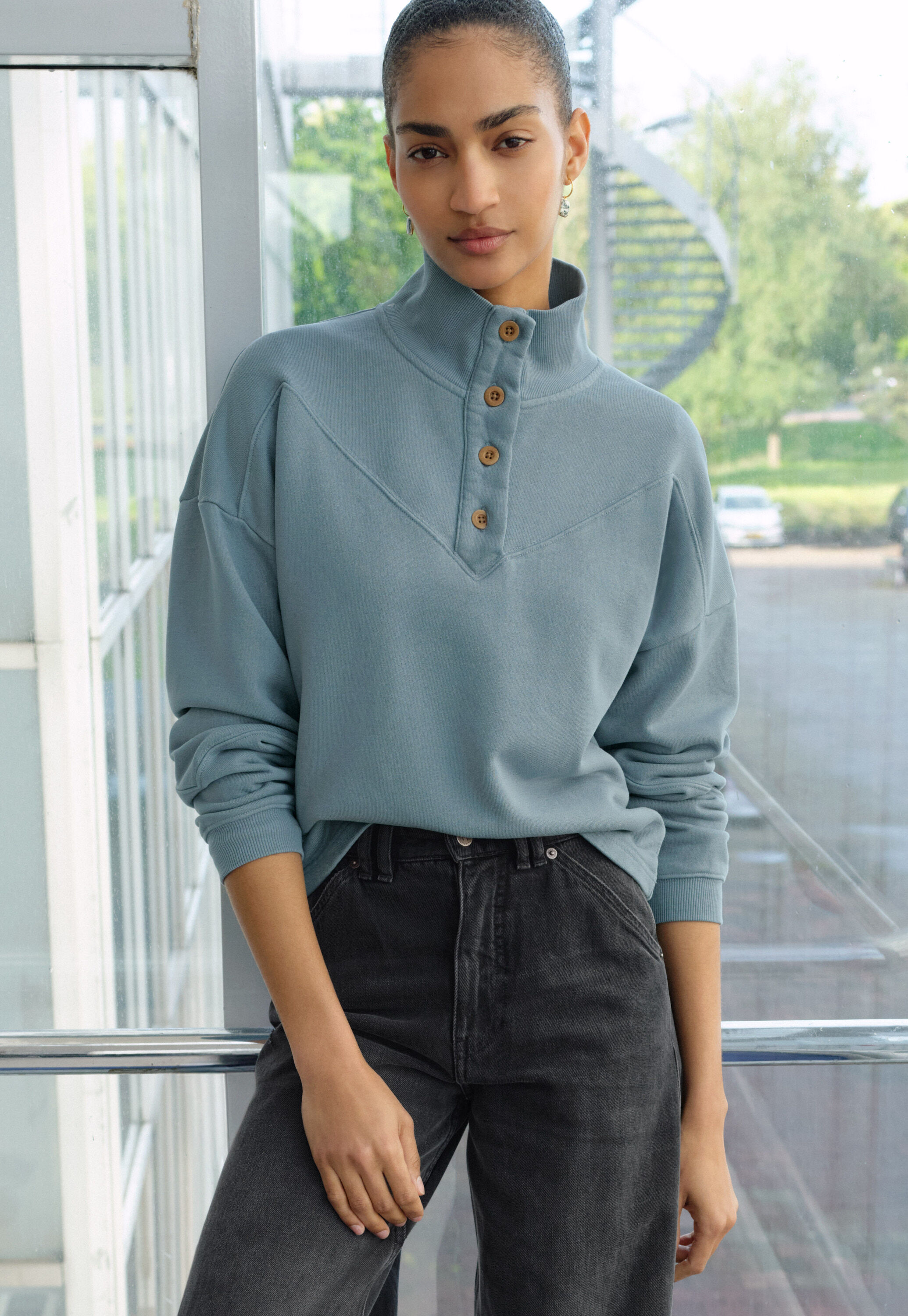 Reverse striped sweater