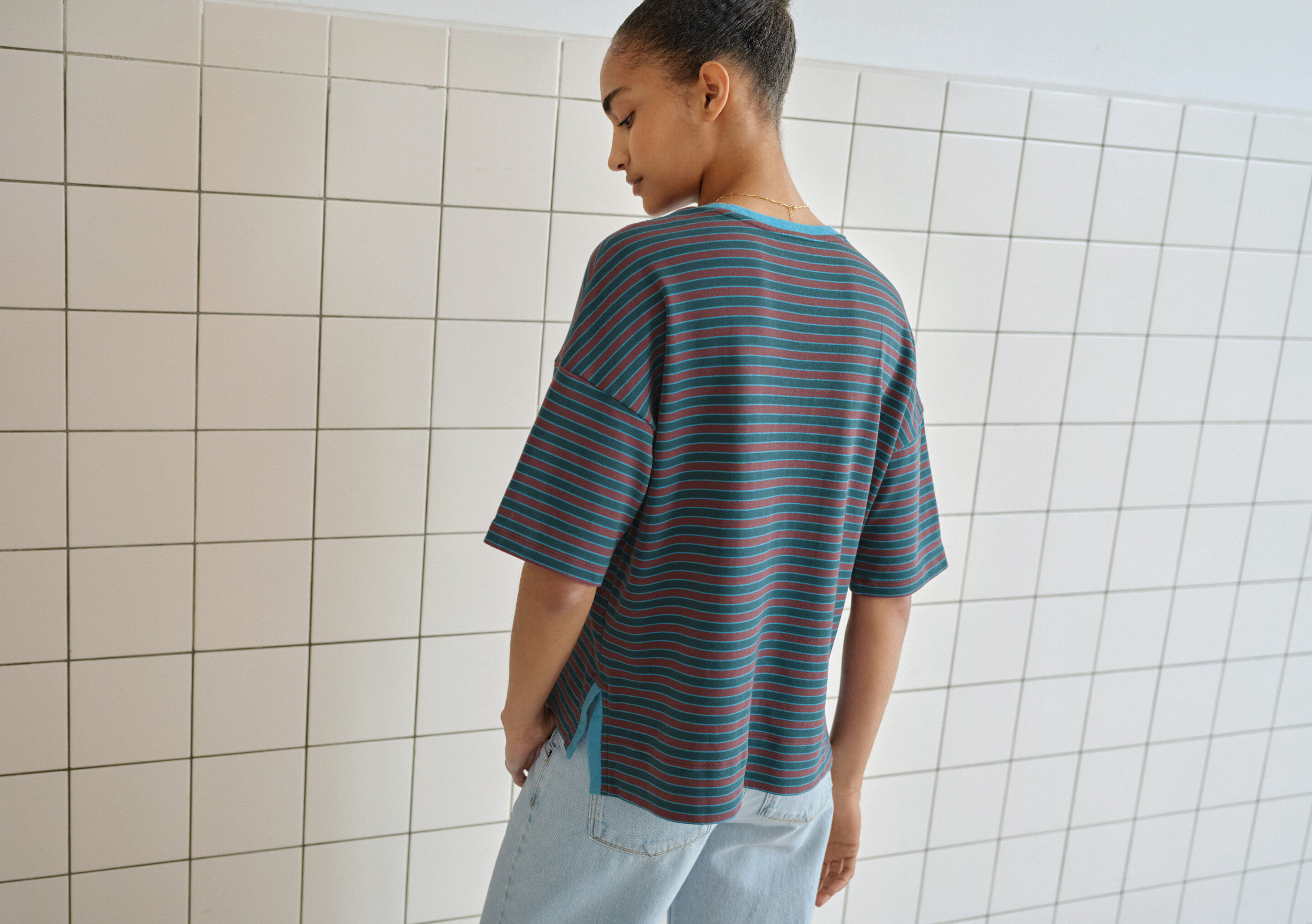 Reverse striped sweater