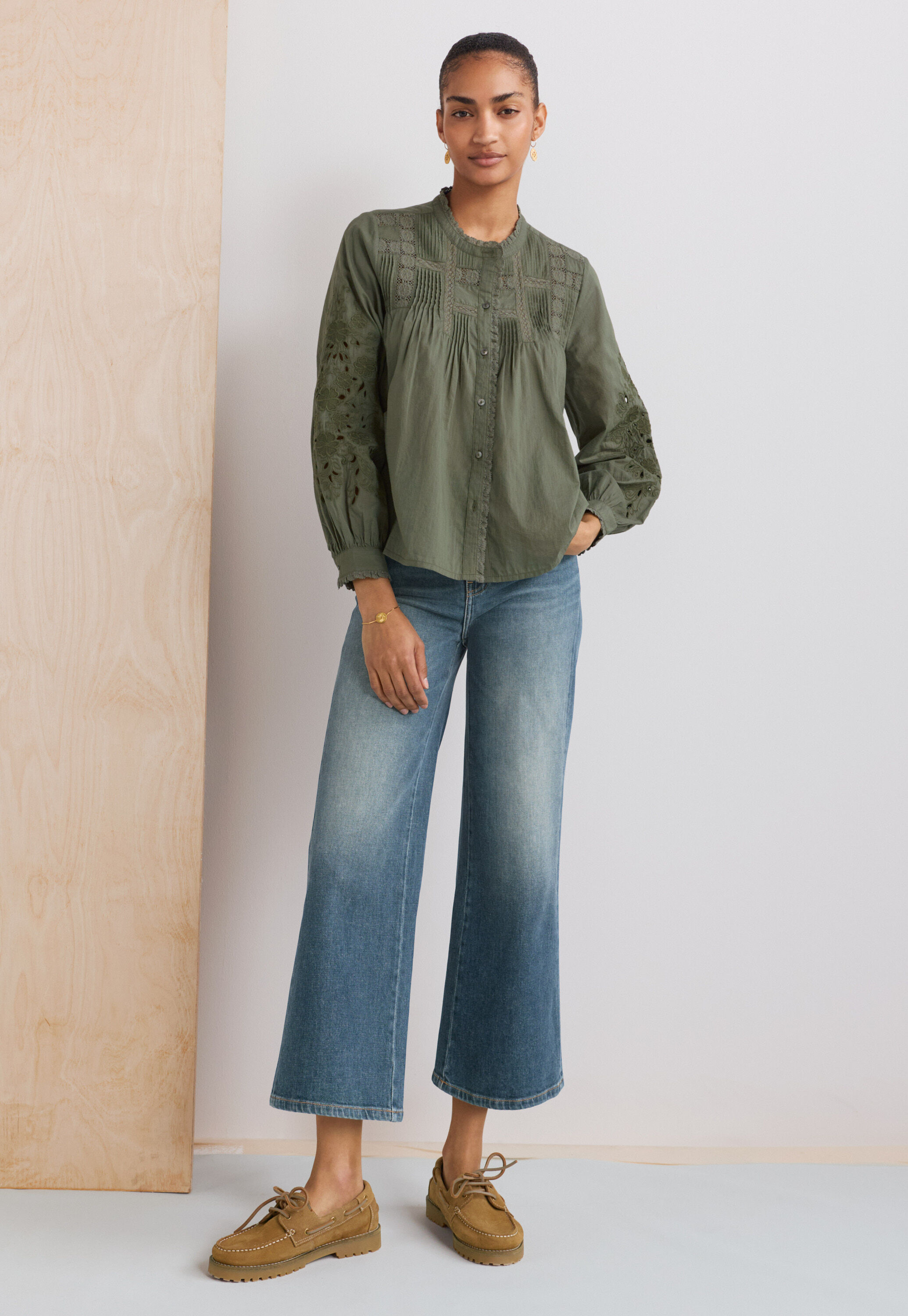 Lace pintuck blouse