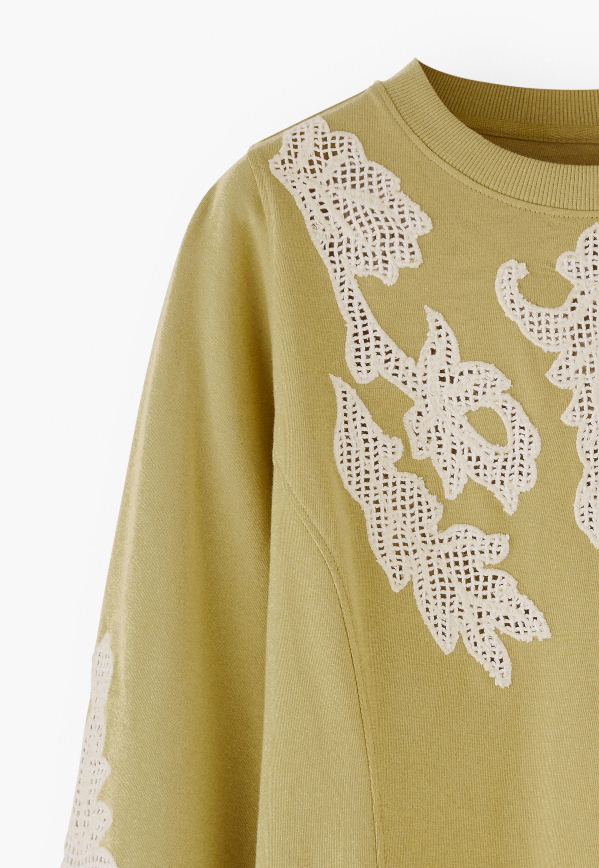 Lace sweatshirt, Lime, large