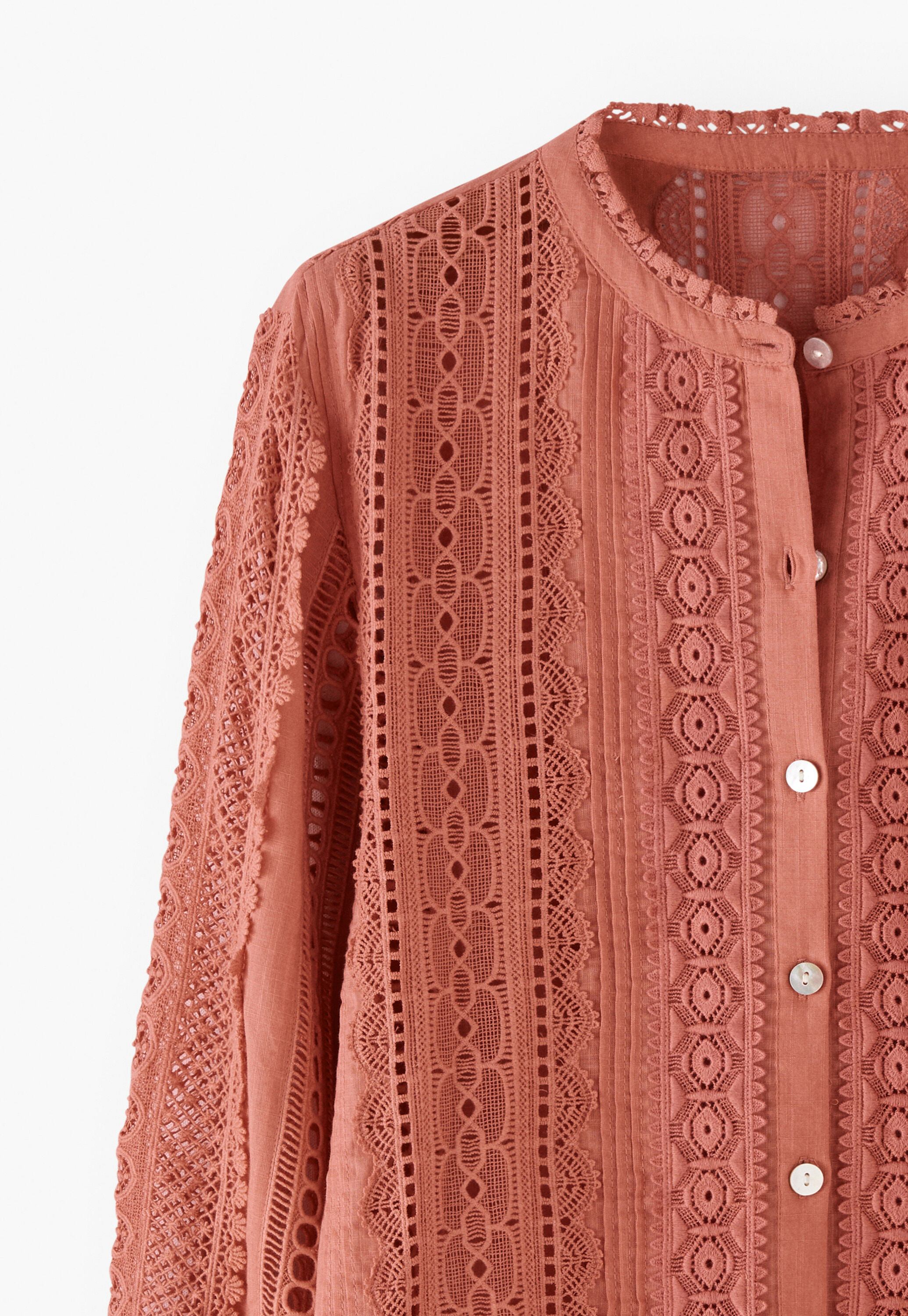 Lace blouse, Coral, large