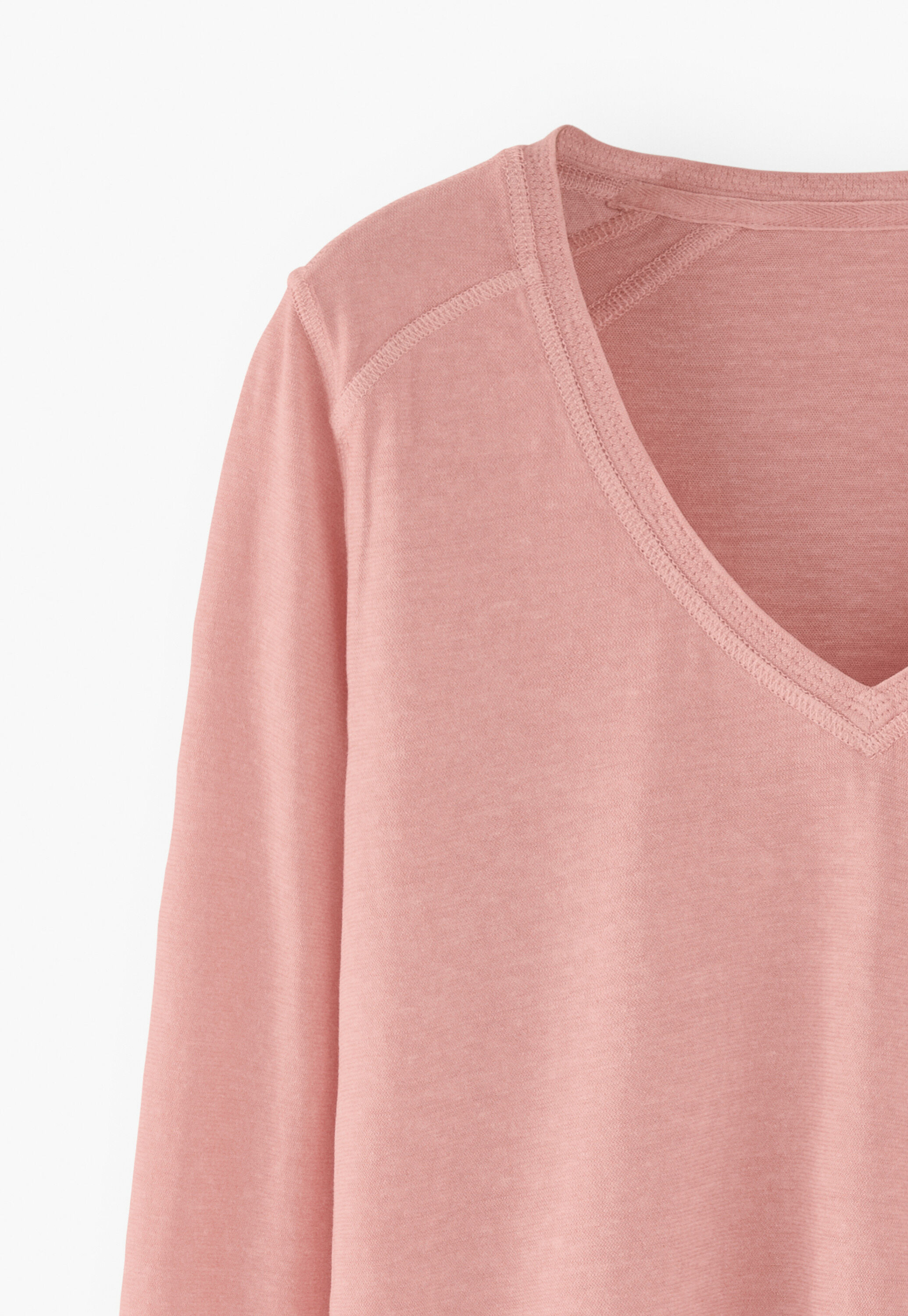 V-neck top, Peach pink, large